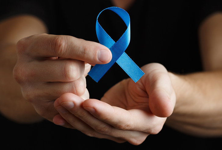 prostate cancer ribbon, colon cancer concept, blue ribbon symbol